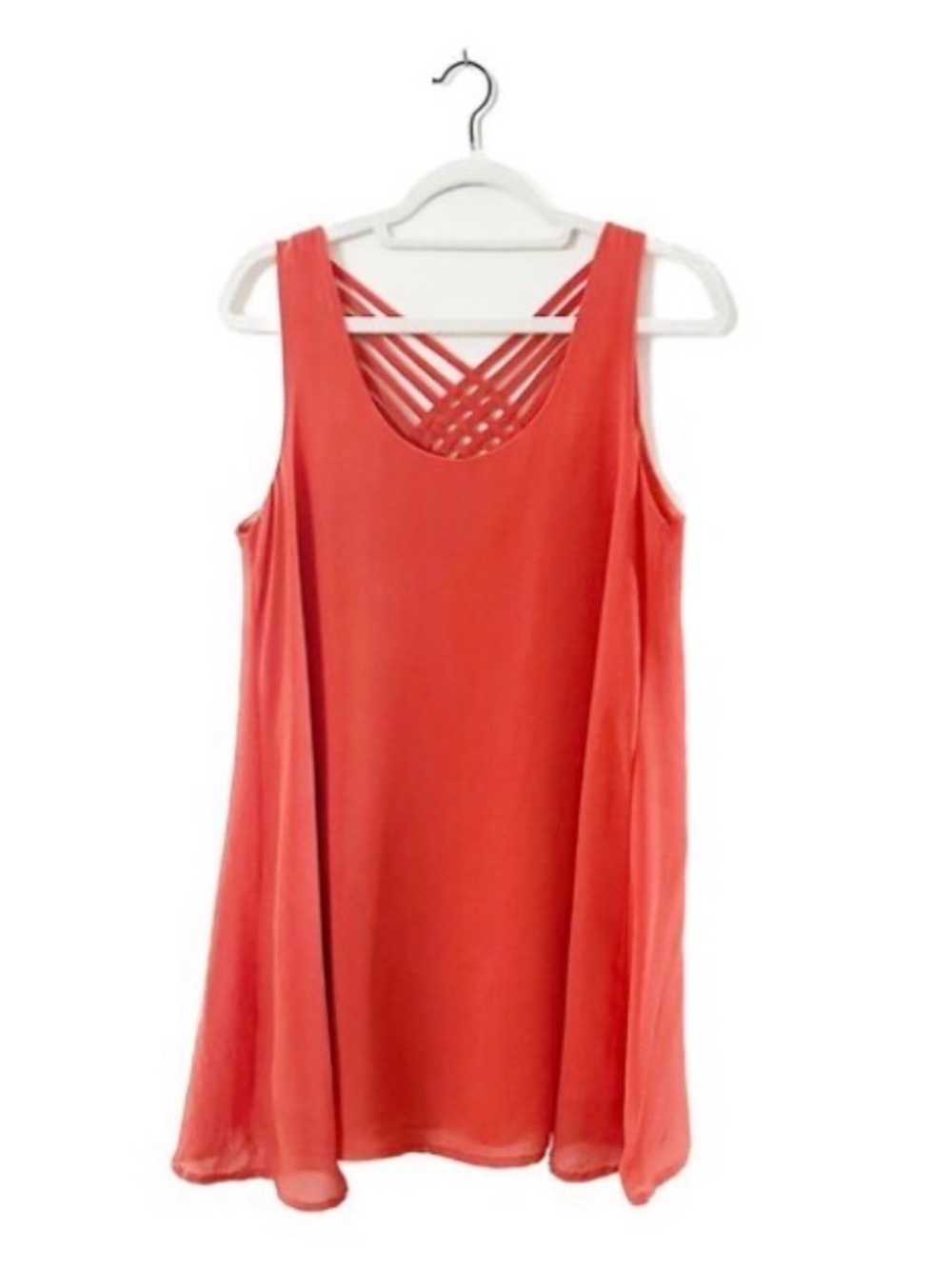UMGEE Orange Strappy Criss Cross Back Boho Shift Dress M - Picture 3 of 3